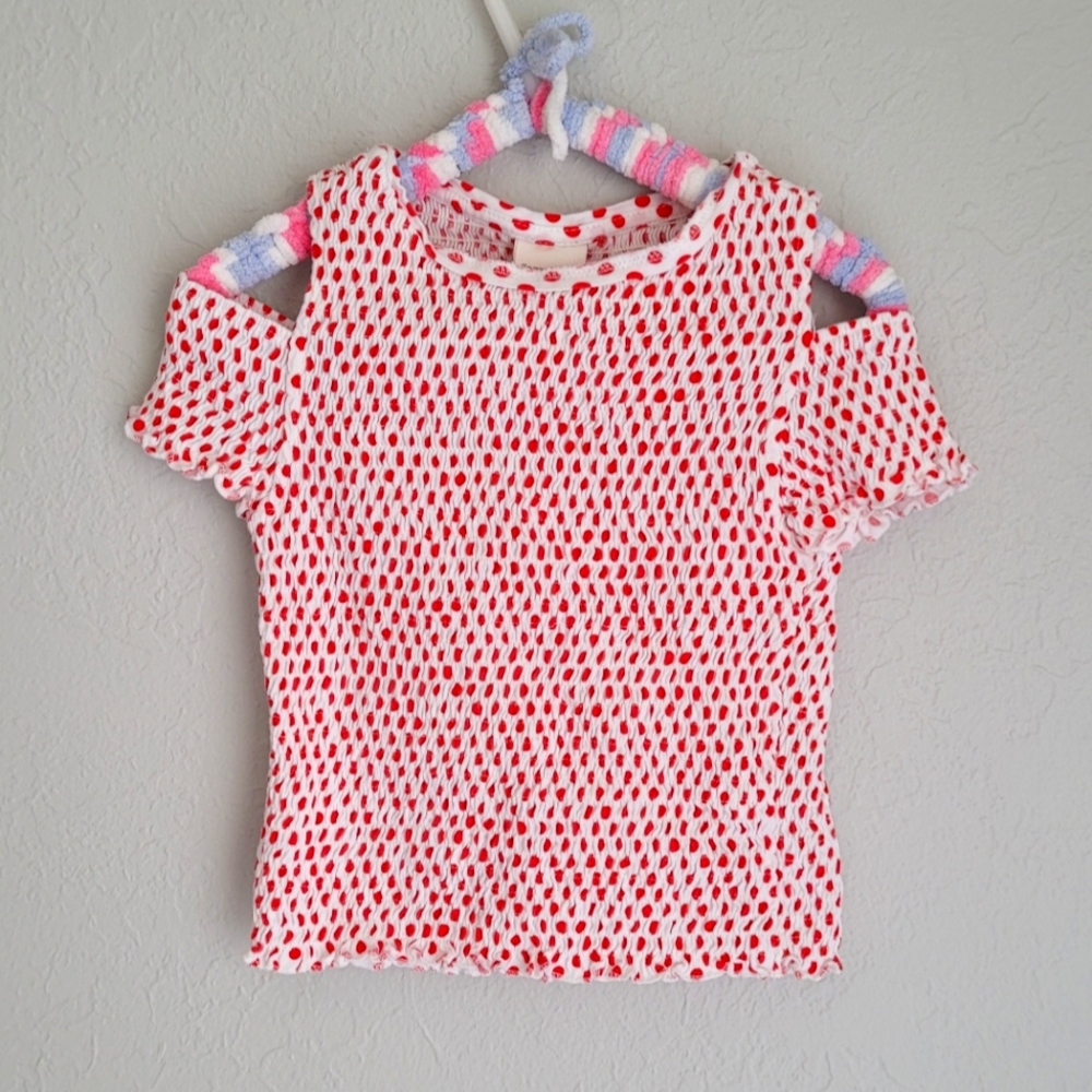 Zara Kids sz 7 Shirred Top with Shoulder Cutouts